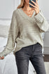 V Neck Drop Shoulder Knitted Sweater
